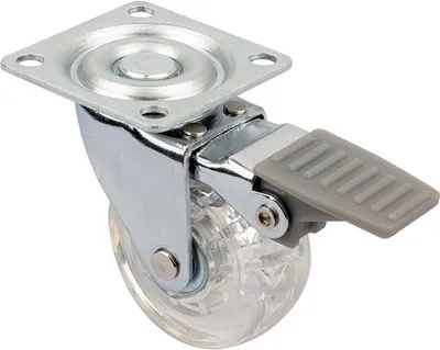 Produktbild von TOP-E Möbelrolle, 50 mm Durchmesser, klar transparent, mit Bremse