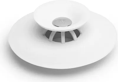 Produktbild von Umbra Flex Badewannenstöpsel und Haarsieb, Badewannen Stöpsel, Abflussstöpsel, Abflusssieb, Silikon, Weiß, Ø 9 cm, 023464-660