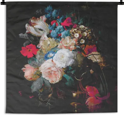 Produktbild von MuchoWow® Wandteppich Wandbehang Blumen - Blumenstrauß - Regenbogen 60x60 cm Tapisserie Dekoration Wandtuch - Dekorationen - Wand Decke