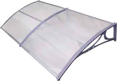 Produktbild von Haustürvordach 200  x 97 cm Hohlkammerplatte Aluabschlussleiste grau Haustürdach Pultvordach
