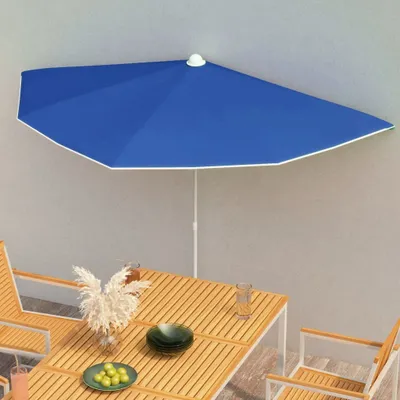 Produktbild von Maison Exclusive - Halb-Sonnenschirm mit Mast 180x90 cm Azurblau