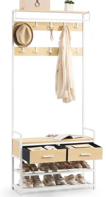 Immagine prodotto di VASAGLE, appendiabiti con contenitore per scarpe, porta abiti, spazio per scarpe, 2 cassetti