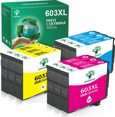 Produktbild von Greensky 9x Epson 603XL Druckerpatronen Ersatz für 603 XL Tintenpatronen Multipack Kompatibel für Epson Expression Home XP-3100 XP-4100 XP-2100 XP-2105 XP-3105 XP-4105 Workforce WF-2830 WF-2810 WF-2835 WF-2850  (3x Cyan,3x Magenta,3x Gelb)