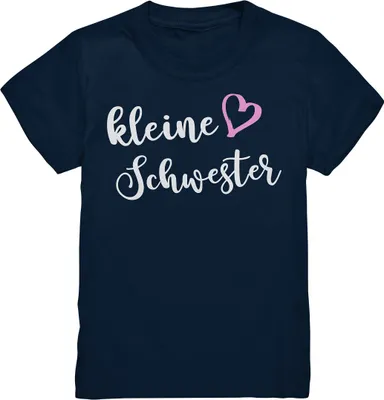Produktbild von Kleine Schwester T-Shirt Herz Liebe Kleine Schwester Geschenk – Navy / 98/104 (3-4)