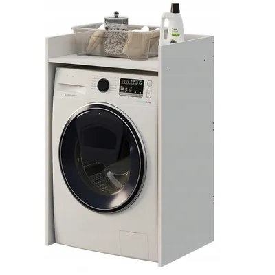 Produktbild von Badezimmerschrank für über Waschmaschine/Trockner – Hochschrank, Regal, Einbau für Haushaltsgeräte – weiß, LOFT 64 cm