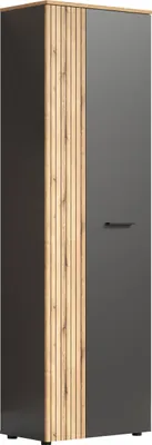 Produktbild von trendteam Garderobe Esteban Garderobenschrank, Anthrazit Melamin/ Evoke Oak Melamin, B/H/T: 60/195/36 cm