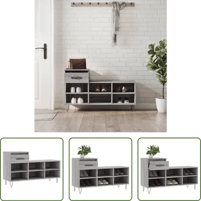 Produktbild von The Living Store Schuhregal Grau Sonoma 102x36x60 cm Holzwerkstoff