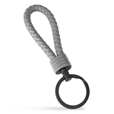 Immagine prodotto di SERASAR | Portachiavi in pelle da uomo [Strong] con acciaio inossidabile grigio | Colore: grigio | Lunghezza: 16 cm