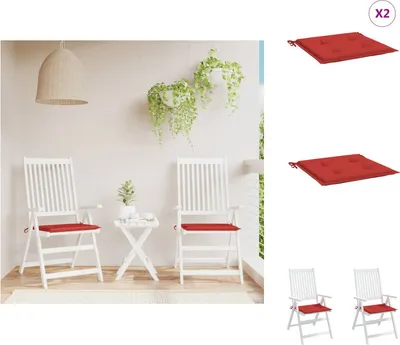 Image de vidaXL Coussin pour chaise de jardin 2 pcs. Rouge 50x50x3 cm Tissu Oxford - Coussin d'assise