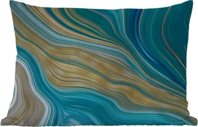 Produktbild von MuchoWow® Outdoor Kissen - Marmor - Wellen - Gold - Muster - 60x40 cm - Wetterfest - Lounge Kissen - Zierkissen - Kissen für Innenräume