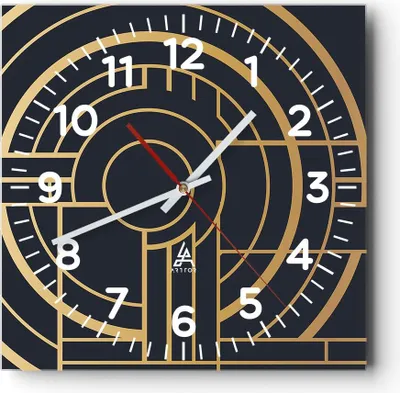Produktbild von Wanduhr - Quadrat - Glasuhr - Abstraktion Stück Modern - 30x30cm - Schleichendes Uhrwerk - Lautlos - zum Aufhängen bereit - Dekoration Modern - Wanddekoration aus Glas - C4AC30x30-4640