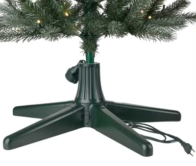 Produktbild von Drehender Christbaumständer mit Steckdose für Lichterkette - 63 cm - Tannenbaumständer für künstliche Bäume bis 240 cm