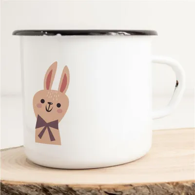 Produktbild von Huuraa Emaille Tasse Hase Geschenk Kaffeebecher Vintage 300ml Hase Präsent