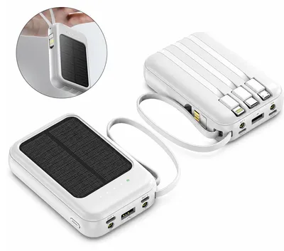 Produktbild von Solar Powerbank 10000mAh mit Solarpanel, 4 Ausgänge, 3 Eingänge, LED Taschenlampe, IP65 wasserdicht, Outdoor Powerbank für Camping & Reisen