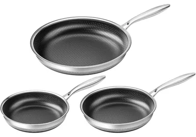 Produktbild von Profi Pfannenset 20+24+28 cm Induktion Bratpfanne Titan-Keramik-Wabenstruktur Antihaft Backofenfest PFOA-frei für alle Herdarten
