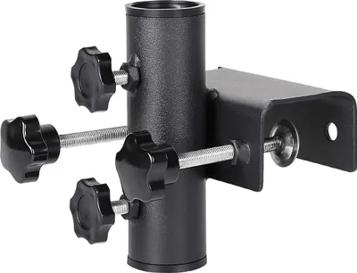 Produktbild von Sonnenschirmhalter Balkon Geländer, Einstellbar Ø23–38mm, Klemmbereich 63mm, Metall, Schwarz