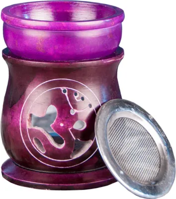 Produktbild von Aromalampe OM mit Sieb Speckstein violet 10x6cm Räuchergefäß Weihrauchbrenner