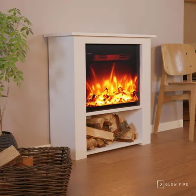 Produktbild von Glow Fire Elektrokamin 'Thebe' | LED Standkamin in weiß mit Heizung (1500 W) | HxBxT: 85x86x30 cm