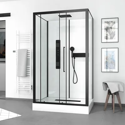 Produktbild von Kompletny prysznic MARWELL Kompletny prysznic Gotowy prysznic bia?y prostok?t 90 x 115 x 215 cm - kompletny zestaw obejmuj?cy brodzik i armatur? - kabina prysznicowa z wej?ciem od przodu i wysokiej jako?ci profilem aluminiowym