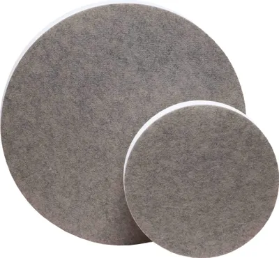 Two circular sound-absorbing panels of different sizes are shown against a white background.