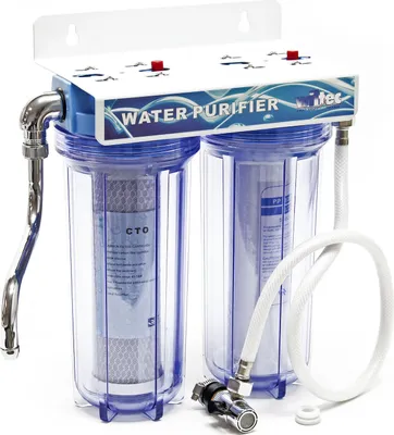 Obrázok produktu pre Naturewater NW-PR102 2-stupňový vodný filter dvojitý filter, 5 µ, 26,16 mm (3/4"), Ø62 mm PP vložka, nástenný držiak filtra, filtračný kľúč, blok s aktívnym uhlím