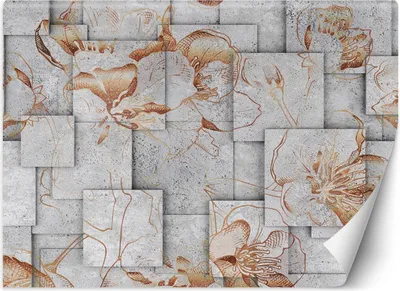 Produktbild von Vlies fototapete Blumen auf konkretem Hintergrund 368x254 cm Feeby Orange inkl. Kleber einfache Montage