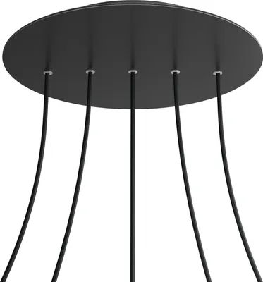 Immagine prodotto di Creative-Cables Rosone XXL Rose-One Rotondo, Diametro 400 mm con 5 Fori in Linea e 4 Fori Laterali - Dibond Nero Opaco, Nero