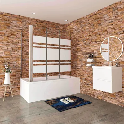 Produktbild von 6mm Duschwand mit Seitenwand Badewannenaufsatz chrom