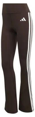 Image de Leggings de sport pour femmes adidas Optime Essentials, modèle 3 bandes, coupe évasée, couleur Aurora Coffee