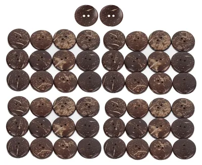 Produktbild von 50 Stück Holzknöpfe, rund, Kokosnuss-Struktur, Doppelloch, Verbundholz, 25 mm, DIY-Nähen für Kunstprojekte