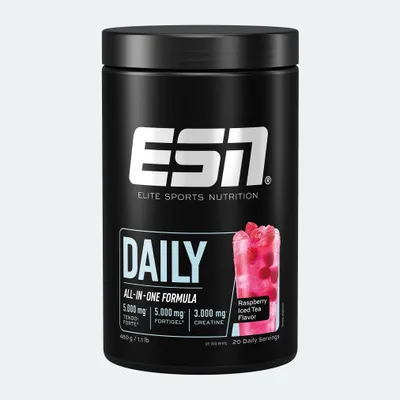 Produktbild von ESN Daily, Puder, Kreatin, L-Glutamin, L-Leucin, Himbeere, 1 Stück(e), 24 g, 5000 mg