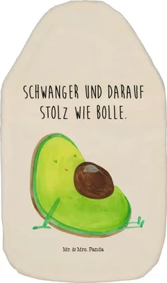 Produktbild von Mr. & Mrs. Panda Wärmflasche Avocado Schwangerschaft - Weiß - Geschenk, Wärmekissen, mit Bezug, Wärmflaschen, Geburt, Bettflasche, naturkautschuk, Liebe, Babyparty