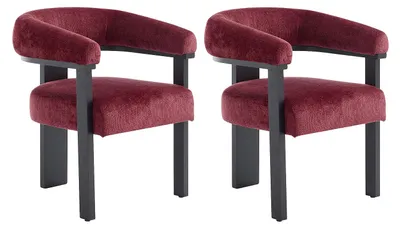 Produktbild von 2er-Set Stühle mit Armlehnen - Strukturstoff und schwarzes Heveaholz - Bordeaux - LIVELIA von Pascal Morabito