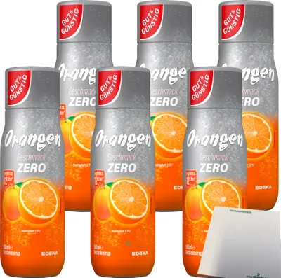 Produktbild von Gut & Günstig Orange Zero Getränkesirup 6er Pack (6x500ml Flasche) + usy Block