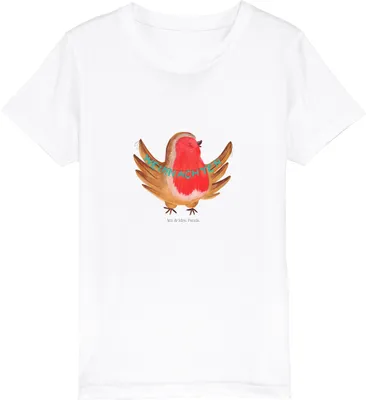 Produktbild von Mr. & Mrs. Panda Kleinkinder T-Shirt Rotkehlchen Weihnachten 3-4 Jahre (98/104) - Weiß - Geschenk, Weihnachtsgruß, Frohe, Heiligabend, Teenager, Kindershirt, Kinder Shirt