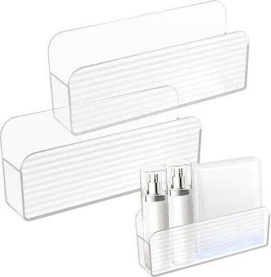 Immagine prodotto di Uniqoos® Set da 2 mensole sospese per parete, in acrilico trasparente, senza necessità di foratura: salvaspazio e versatili, ideali per bagno, camera da letto e cucina