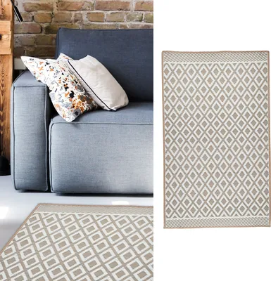 Produktbild von Teppich Outdoor 90x150 cm beige-weiß Bodenmatte Außenbereich Garten