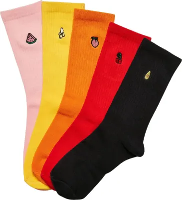 Image de Chaussettes Urban Classics Fruit Embroidery Socks, lot de 5, multicolores - 47–50