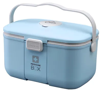 Produktbild von Große, multifunktionale Medizinbox mit Griff für Medikamente und Kosmetika, blau