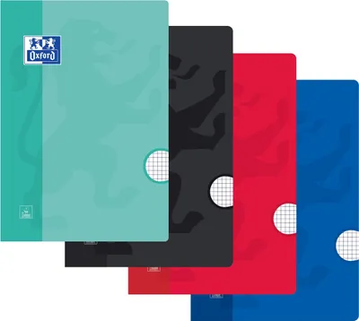 Produktbild von Oxford - Schulheft A4 Raute 5x5mm 120 Seiten 80gr sortiert | 5 Stück