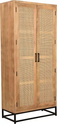 Produktbild von SIT Möbel Schrank mit Rattan-Front | Mango-Holz natur | 2 Türen | Metall schwarz | B 80 x T 40 x H 180 cm | 14164-01 | Serie CANE
