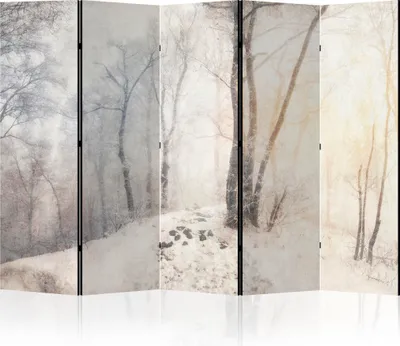 Zdjęcie produktu dla LUMASOUL Parawan dwustronny, parawan do wnętrz, motyw zimowy, 225x172 cm