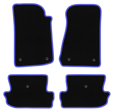 Produktbild von Fußmatten Automatten Velours Schwarz/Blau für Jeep Wrangler JL 2017- Set 4-tlg