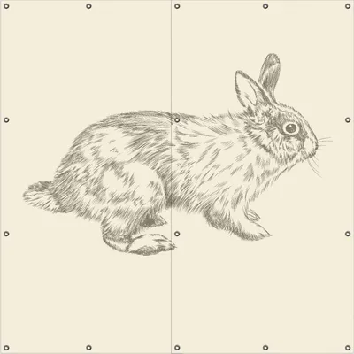 Produktbild von Wallario Outdoor-Poster für Garten oder Balkon, Motiv Hase als illustrierte Bleistiftzeichnung, in ca. 180 x 180 cm