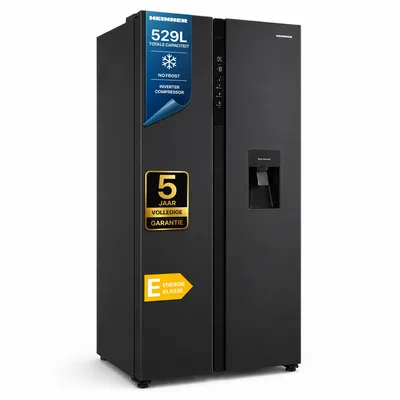 Productafbeelding van Heinner HSBS-HM529NFBKWDE++ Vrijstaand Amerikaanse Koelkast, 529 L, No Frost, Waterdispenser, Zwart