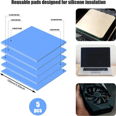 Productafbeelding van Thermische Pads - Koelpasta Vellen - Component Koeling - Hoge Warmtegeleiding - 5 Maten Set - Blauw