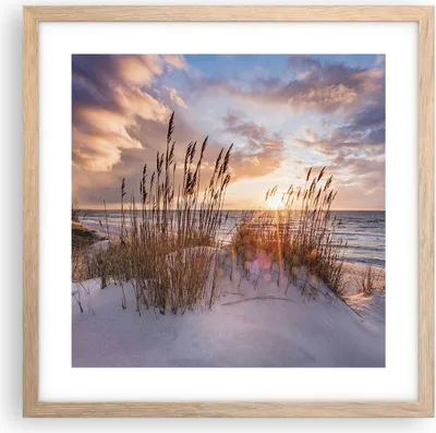 Produktbild von Gerahmtes Poster - Rahmen in heller Eiche - Westen auf der Strand - 40x40 cm - Wand Bild - Wanddeko - Wandbilder - Kunstposter - Wandposter - Bilderrahmen - Bilder - Kunstdruck - P2NAC40x40-4710