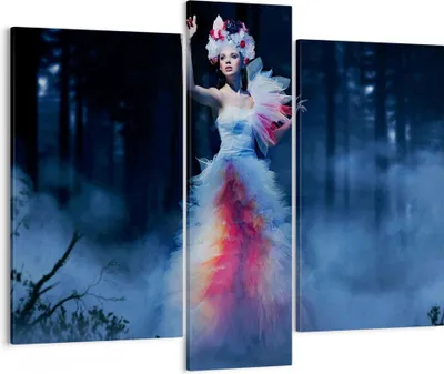 Produktbild von Bild auf Leinwand - Leinwandbild - Frau Geheimnis Nacht Wald - 95x80cm - Wand Bild - Wanddeko - Leinwanddruck - Bilder - Kunstdruck - Wanddekoration - Leinwand bilder - Wandkunst - CB95x80-2583