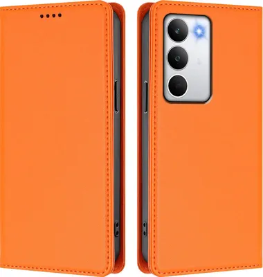 Obrázek produktu pro Kožené pouzdro pro Realme C71, magnetické flipové pouzdro zPolyuretankůže se stojánkem Oranžová