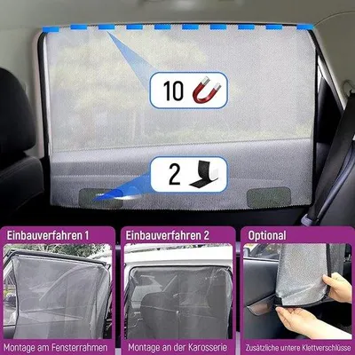 Produktbild von Famanu Autosonnenschutzblocker - 2 Stück mit Magneten und Klettverschluss